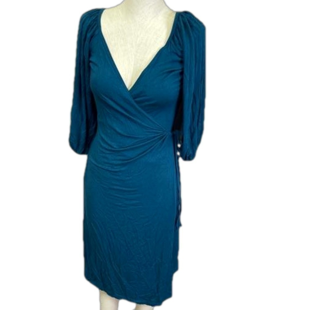 Rachel Pally Green Puff Sleeve Wrap Dress XS